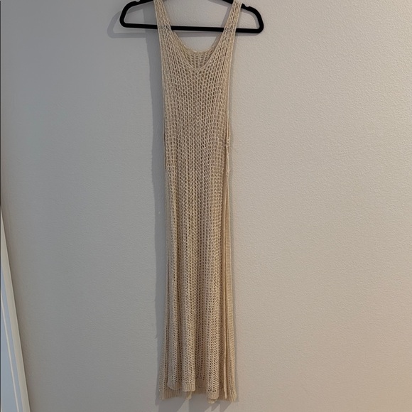 Fashion Nova Dresses & Skirts - Crochet Beige Knit Maxi Cover Up